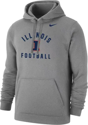 Nike Men's Illinois Fighting Illini Grey Club Fleece Football Pullover Hoodie