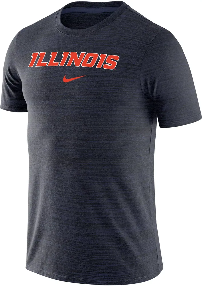 Nike Men's Illinois Fighting Illini Blue Dri-FIT Velocity Football Team Issue T-Shirt