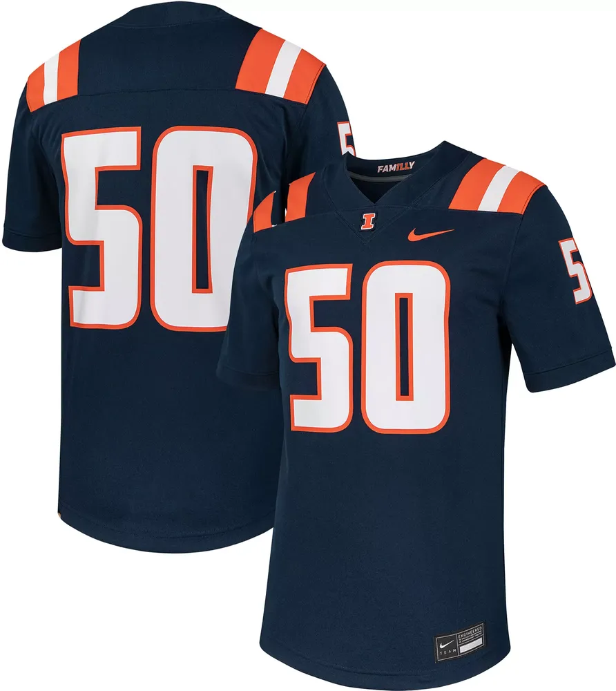 Nike Men's Illinois Fighting Illini #50 Blue Replica Home Football Jersey