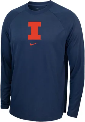 Nike Men's Illinois Fighting Illini Blue Spotlight Basketball Dri-FIT Long Sleeve Shirt