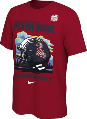 Nike Men's 2023 Peach Bowl Bound Ole Miss Rebels Helmet T-Shirt