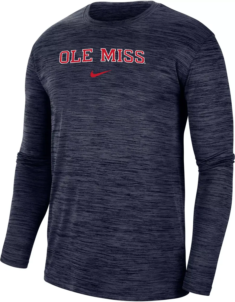 Nike Men's Ole Miss Rebels Blue Dri-FIT Velocity Football Team Issue T-Shirt