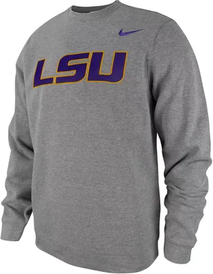 Nike Men's LSU Tigers Grey Tackle Twill Pullover Crew Sweatshirt