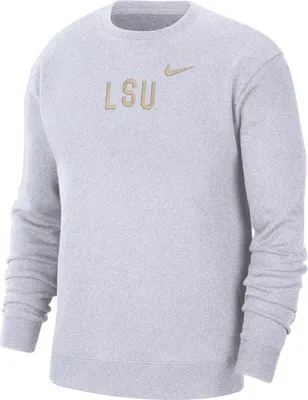 Nike Men's LSU Tigers White Club Fleece Arch Word Crew Neck Sweatshirt