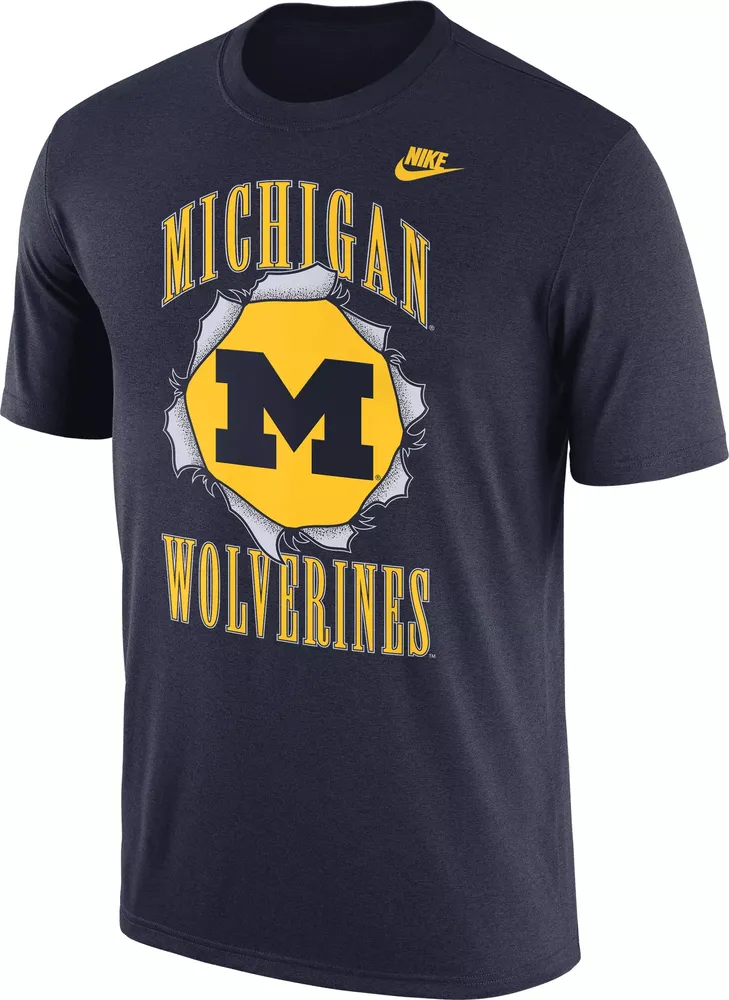 Nike Men's Michigan Wolverines Blue Back 2 School T-Shirt