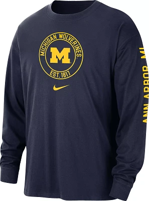 Nike Men's Michigan Wolverines Navy Max90 Heritage Long Sleeve T-Shirt