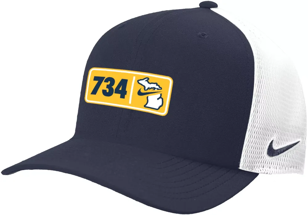 Nike Men's Michigan Wolverines Blue 734 Area Code Classic99 Trucker Hat