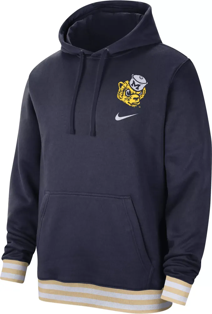 Nike Men's Michigan Wolverines Navy Club Retro Pullover Hoodie