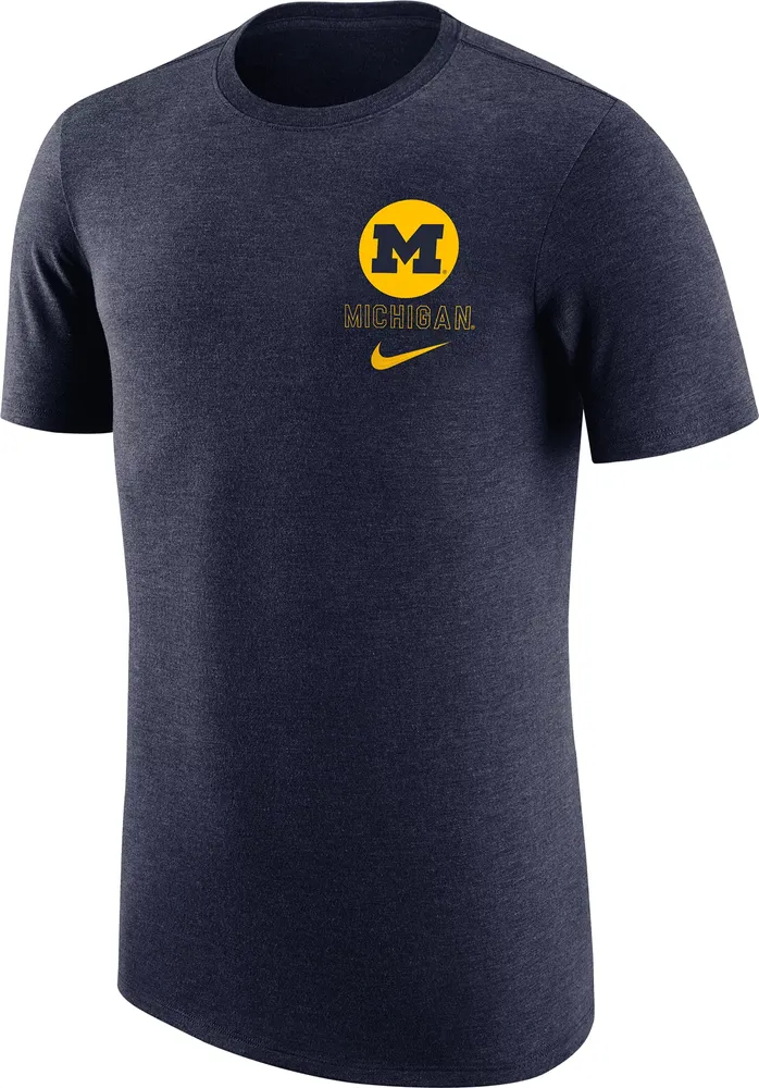 Nike Men's Michigan Wolverines Navy Tri-Blend Retro Logo T-Shirt