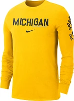 Nike Men's Michigan Wolverines Maize Cotton Varsity Game Long Sleeve T-Shirt