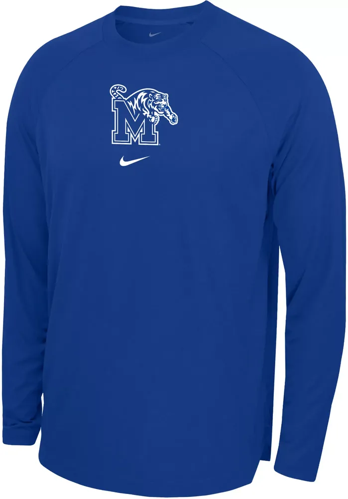 Nike Men's Memphis Tigers Blue Spotlight Basketball Dri-FIT Long Sleeve Shirt