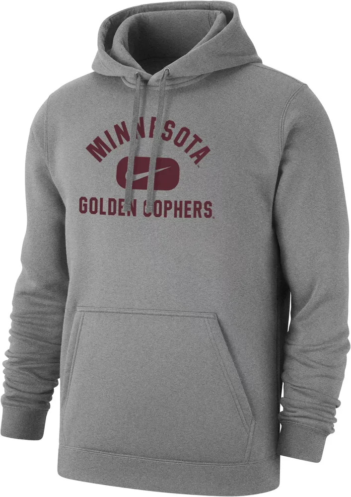 Nike Men's Minnesota Golden Gophers Grey Club Fleece Pill Swoosh Pullover Hoodie