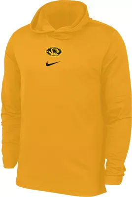 Nike Men's Missouri Tigers Gold Sideline Player Pullover Hooded Long Sleeve T-Shirt