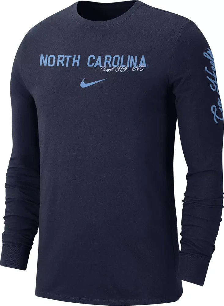 Nike Men's North Carolina Tar Heels Navy Cotton Varsity Game Long Sleeve T-Shirt