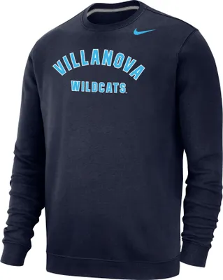 Nike Men's Villanova Wildcats Navy Club Fleece Arch Word Crew Neck Sweatshirt