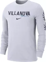 Nike Men's Villanova Wildcats White Cotton Varsity Game Long Sleeve T-Shirt