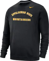 Nike Men's Appalachian State Mountaineers Black Club Fleece Arch Word Crew Neck Sweatshirt