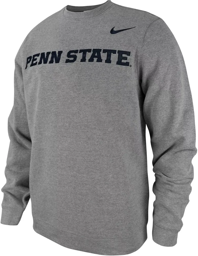 Nike Men's Penn State Nittany Lions Grey Tackle Twill Pullover Crew Sweatshirt