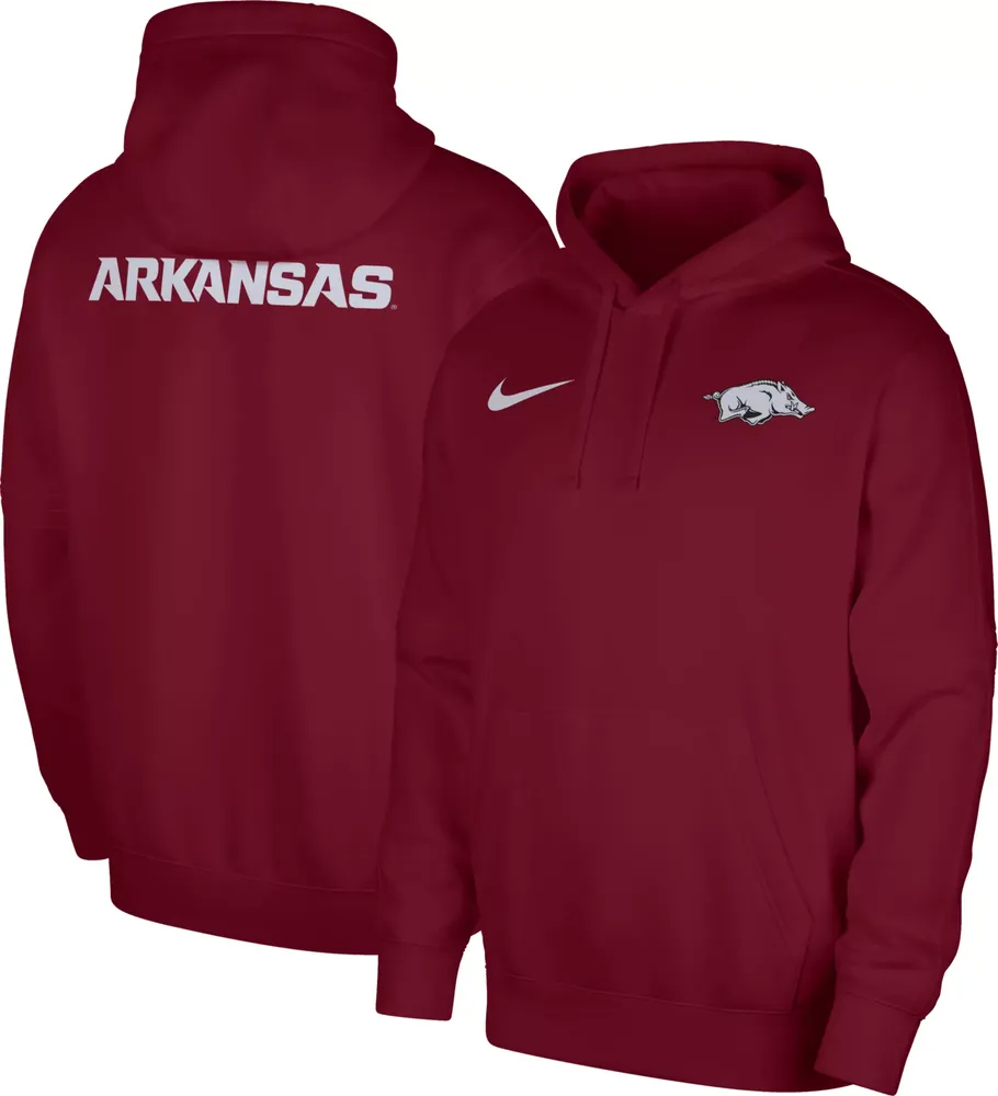 Nike Men's Arkansas Razorbacks Cardinal Football Team Issue Club Fleece Pullover Hoodie