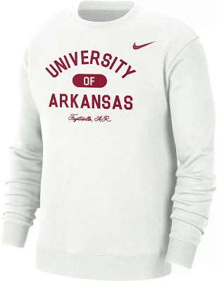 Nike Men's Arkansas Razorbacks White Everyday Campus Crew Neck Sweatshirt