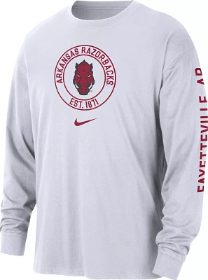 Nike Men's Arkansas Razorbacks White Max90 Heritage Long Sleeve T-Shirt