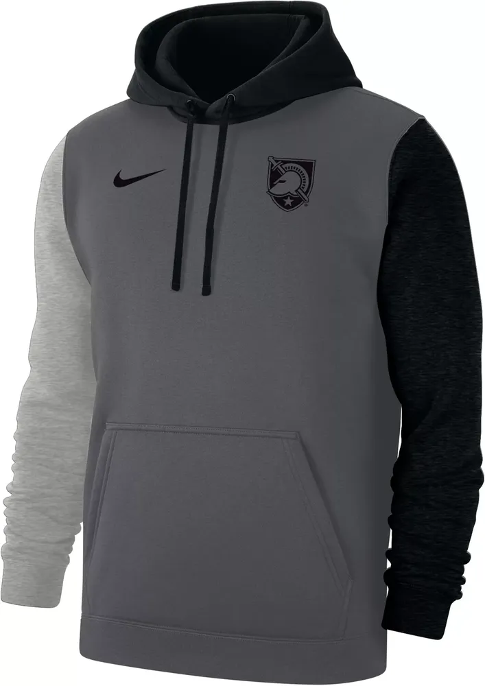 Nike Men's Army West Point Black Knights Colorblock Grey Club Fleece College Pullover Hoodie