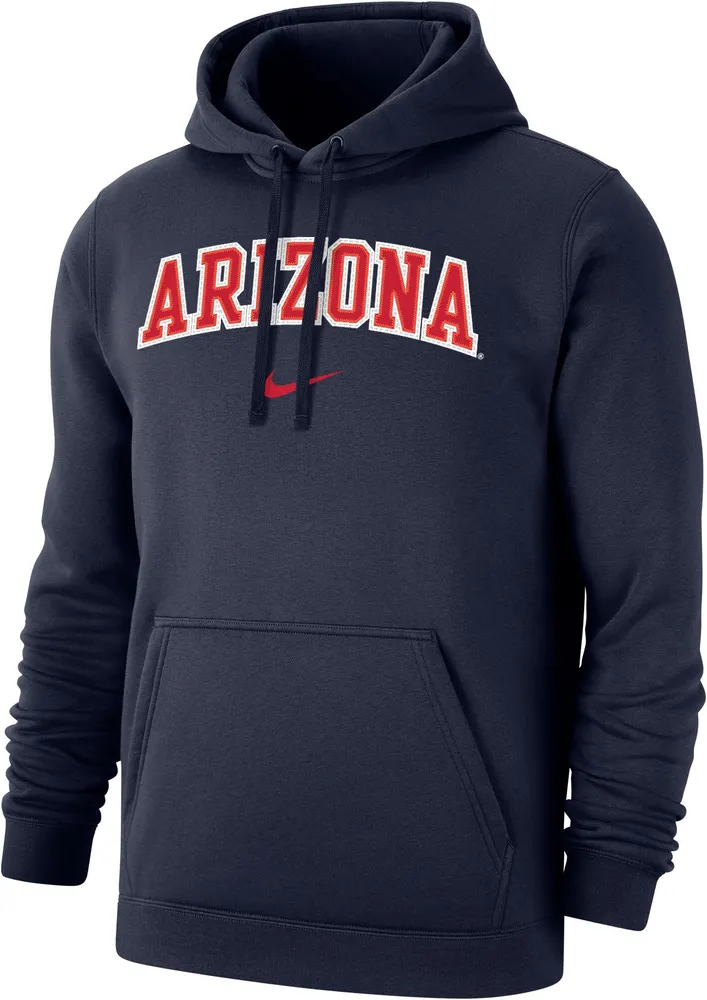 Nike Men's Arizona Wildcats Navy Club Fleece Wordmark Pullover Hoodie