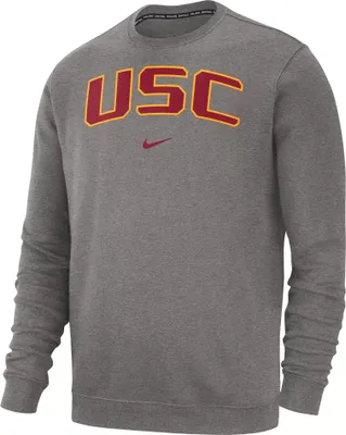 Nike Men's USC Trojans Grey Club Fleece Crew Neck Sweatshirt