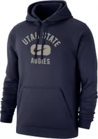 Nike Men's Utah State Aggies Blue Club Fleece Pill Swoosh Pullover Hoodie