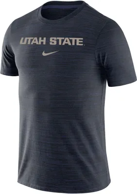Nike Men's Utah State Aggies Blue Dri-FIT Velocity Football Team Issue T-Shirt