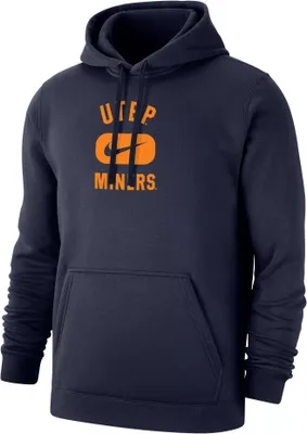 Nike Men's UTEP Miners Navy Club Fleece Pill Swoosh Pullover Hoodie