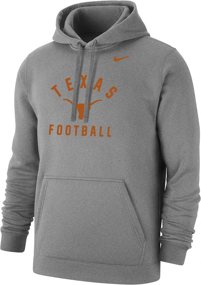 Nike Men's Texas Longhorns Grey Club Fleece Football Pullover Hoodie