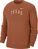 Nike Men's Texas Longhorns Burnt Orange Club Fleece Arch Word Crew Neck Sweatshirt