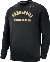 Nike Men's Vanderbilt Commodores Black Club Fleece Arch Word Crew Neck Sweatshirt