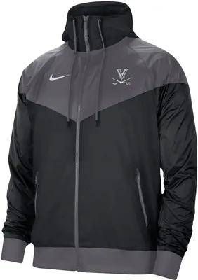 Nike Men's Virginia Cavaliers Black Woven Tonal Full-Zip Jacket