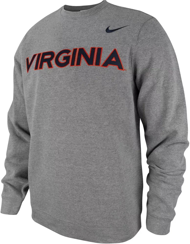 Nike Men's Virginia Cavaliers Grey Tackle Twill Pullover Crew Sweatshirt