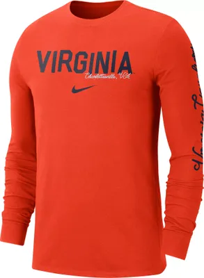 Nike Men's Virginia Cavaliers Orange Cotton Varsity Game Long Sleeve T-Shirt