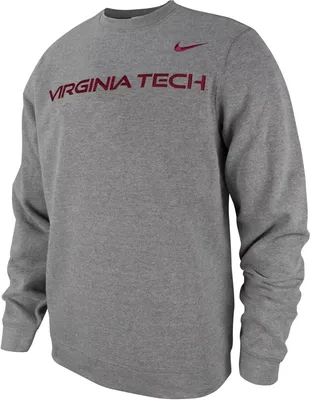 Nike Men's Virginia Tech Hokies Grey Tackle Twill Pullover Crew Sweatshirt