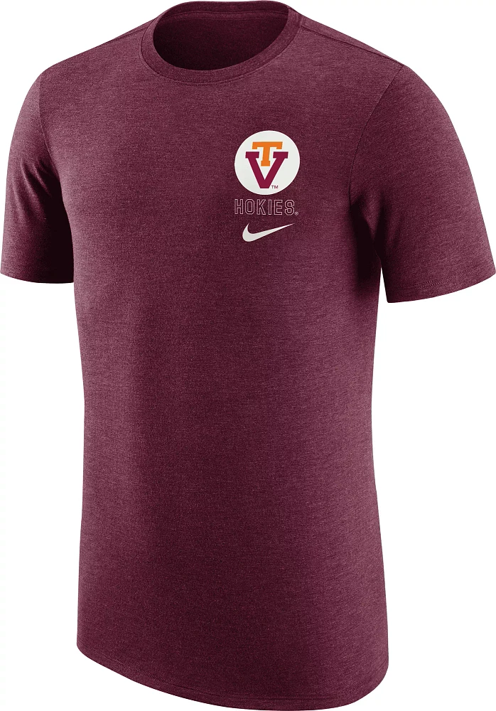 Nike Men's Virginia Tech Hokies Maroon Tri-Blend Retro Logo T-Shirt