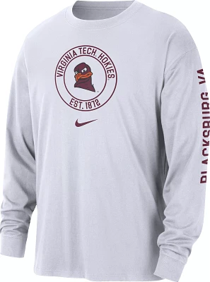 Nike Men's Virginia Tech Hokies White Max90 Heritage Long Sleeve T-Shirt