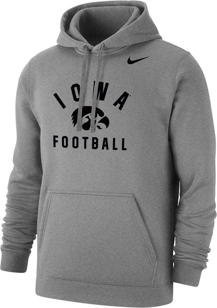 Nike Men's Iowa Hawkeyes Grey Club Fleece Football Pullover Hoodie