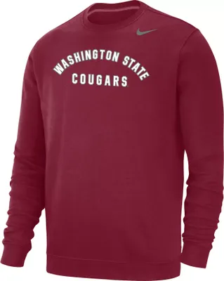 Nike Men's Washington State Cougars Crimson Club Fleece Arch Word Crew Neck Sweatshirt