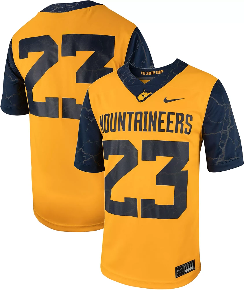 Nike Men's West Virginia Mountaineers #23 Country Roads Gold Replica Alternate Football Jersey