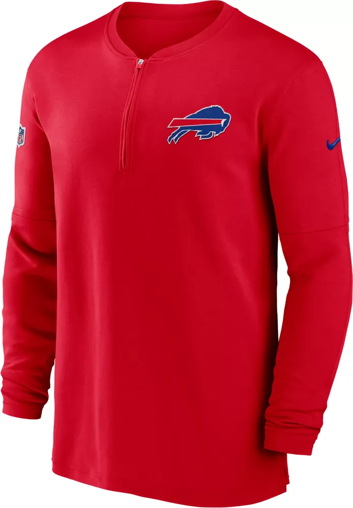 Nike Men's Buffalo Bills Sideline Red Half-Zip Long Sleeve Top