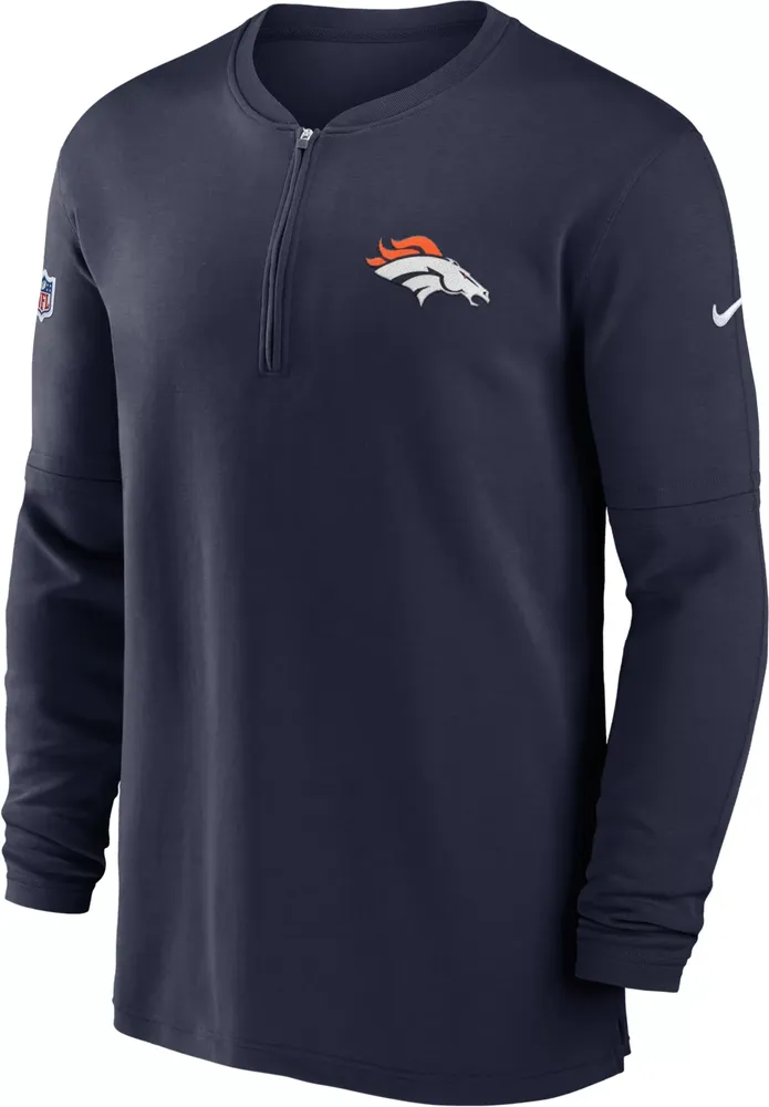 Nike Men's Denver Broncos Sideline Navy Half-Zip Long Sleeve Top