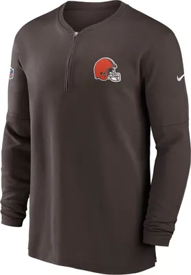 Nike Men's Cleveland Browns Sideline Brown Half-Zip Long Sleeve Top