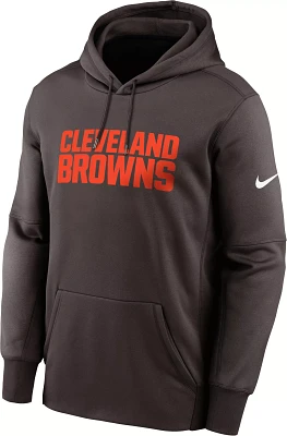 Nike Men's Cleveland Browns Therma-FIT Wordmark Brown Hoodie