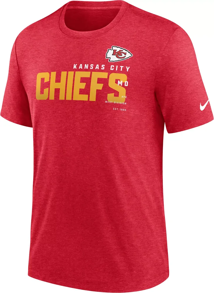 Nike Men's Kansas City Chiefs Team Name Heather Red Tri-Blend T-Shirt