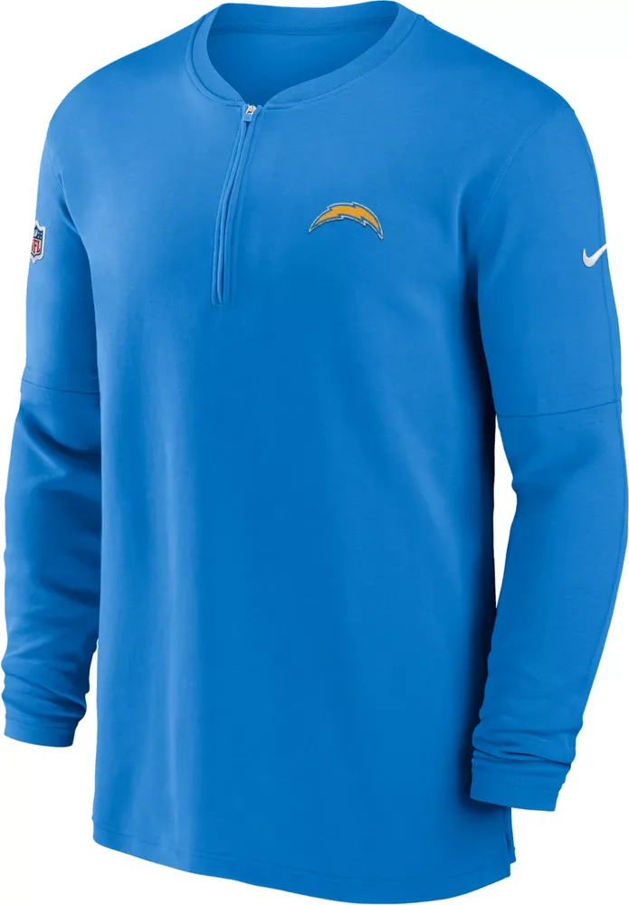 Nike Men's Los Angeles Chargers Sideline Blue Half-Zip Long Sleeve Top