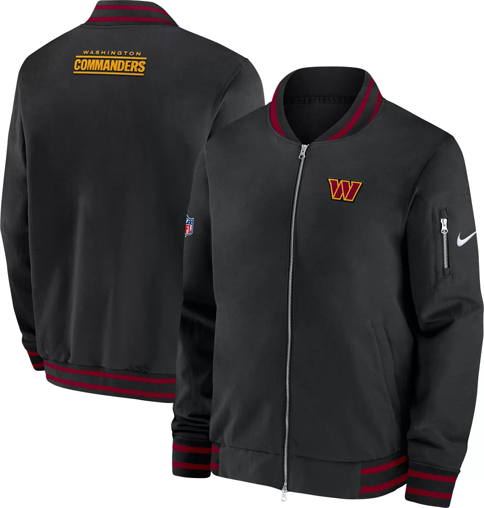 Nike Men's Washington Commanders Sideline Coaches Black Full-Zip Bomber Jacket